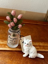 Lot Of Blossom Bucket Mini Clear Resin Jar Vase W Pink Tulips Daughter I Pick Yo - £11.97 GBP