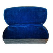 Wellsworth Vtg Clamshell Sunglasses Eyeglasses Hard Case Black Blue Velvet Lined - £18.54 GBP