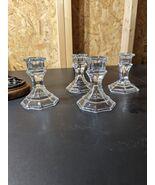 set of 4 colonial style glass hexagonal candl holders - $38.12