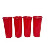 Tupperware Tumblers Straight Side Cups with Seals 16oz Set of 4 Cherry  ... - €13,61 EUR
