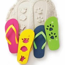Kids Girls Foot Print Sandals Flip Flops Sea Shells - $9.75