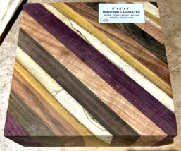 ONE EXOTIC DIAGONAL LAMINATED BOWL BLANK WOOD LUMBER TURNING 8&quot; X 8&quot; X 3... - £45.91 GBP