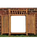 Solid Bamboo Wall or Vanity Mirror w/Folding Double Doors Tiki Island Un... - $544.49