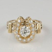 2Ct Simulé Diamant Fer à Cheval Vintage Art Déco Bague Argent Plaqué or Jaune - £94.34 GBP