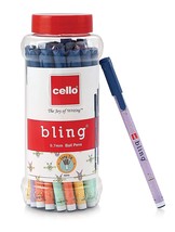 25 Pc Cello Bling Pastel Ball Pen Jar, Blue, .7mm tip, Ball Point Pen - £12.69 GBP