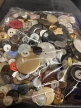 Large Lot of Vintage  Metal, Plastic, And Cloth Covered Buttons 12 Oz - £11.86 GBP