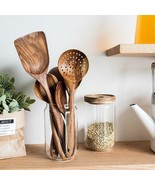 Wooden Kitchen Utensils Cooking Organic Natural Teak Wood Utensil Set Sp... - $20.36 CAD+