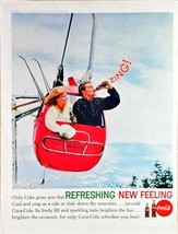 COCA COLA - COKE - Ski Lift - Sking - Snow - Refreshing -1962 Vintage Pr... - £9.20 GBP