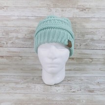 CC Exclusives Soft Cable Knit Stretchy Chunky Mint Colored Beanie Hat Warm - £10.16 GBP