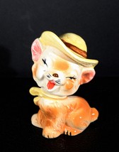 Dog Figurine with Hat, Vintage Japan Hand Painted  - $6.98