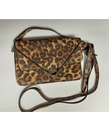 REBECCA MINKOFF Mini Convertible Crossbody Bag Clutch Tan Brown Leopard Print - £62.35 GBP