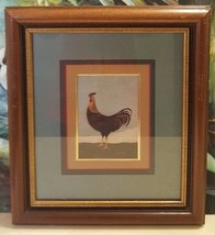 Warren Kimble Rooster Chicken Wall Folk Art Framed Matted Behind Glass FS - £32.16 GBP