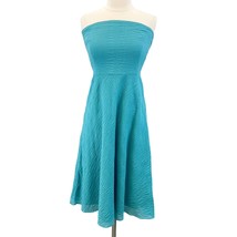 J.Crew Womens 2 Strapless Fit and Flare Dress Seersucker Turquoise Teal Summer - £19.10 GBP
