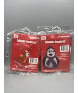 Christmas House Inflatable Lot Of 2 Reindeer &amp; Penguin ￼Ornament  New - £13.01 GBP