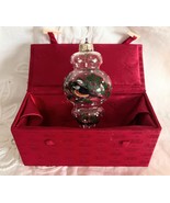 1999 Fiji Graphics Tear Drop Glass Ornament 5.5&quot; Tall w Red Satin Lined Box - $19.79