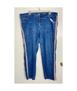 Anthropologie Jeans Women’s 20W Blue Embroidered Side Stripe - $55.73 CAD