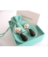 Tiffany &amp; Co Silver 18K Gold Onyx Dangle Dangling Earrings Starfish Gift... - £1,036.26 GBP