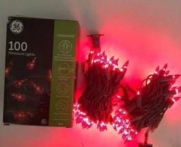 Ge 100ct Constanton Red Mini Christmas String Lights G.E. Ships N 24h - £12.53 GBP