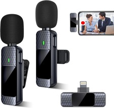 Guzoea 2 Pack Wireless Lavalier Lapel Microphone for iPhone iPad Black - $10.00