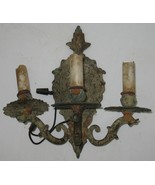 Vtg Ornate Victorian Shabby Chic Verdi Brass 3-Light Wall Sconce for Ref... - €24,69 EUR