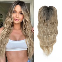 Women&#39;S 20-Inch Wavy Curl Hair Toppers - Highlight Synthetic Clip-In Hai... - $887.36 MXN