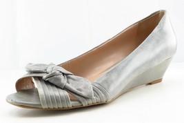 Franco Sarto Wedge Peep Toe Gray Leather Women Heel Shoes Size 8 M - £15.78 GBP