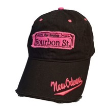 New Orleans Bourbon St. Hat Cap Hook Loop Adjustable Back Unisex Black Pink READ - £9.72 GBP