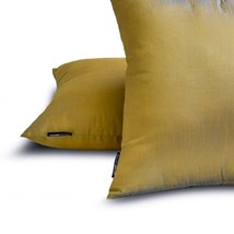 Plain Pillow Covers  Gold Set of 2 Art Silk Plain &amp; Solid- Turquoise Gol... - $17.00+