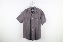 Vintage 90s Wrangler Mens Large Faded Western Cowboy Snap Button Shirt Gray - £34.33 GBP