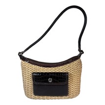 Brighton Edna Woven Straw Wicker Natural Brown Leather Shoulder Hobo Bag Straw - £28.88 GBP