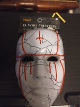 Halloween Scary Mask Priestess Cosplay Led Mask EL Wire Light up Halloween Party - £13.37 GBP