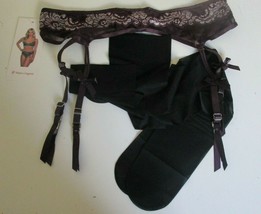 Popsi Lingerie Purple Lace Garter Belt &amp; Stockings Size X-Large Style 8532 - £14.82 GBP
