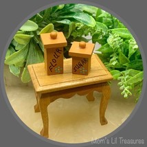 Dollhouse Miniature Kitchen Sugar &amp; Flour Canister Set Wooden (non Opening) - £3.87 GBP