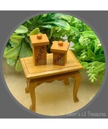 Dollhouse Miniature Kitchen Sugar &amp; Flour Canister Set Wooden (non Opening) - £3.87 GBP
