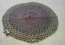 Vintage ROund Woven Fabric Area Throw Rug Rag 25&quot; - £19.63 GBP