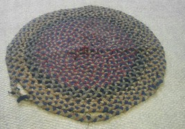 Vintage ROund Woven Fabric Area Throw Rug Rag 25&quot; - £18.68 GBP