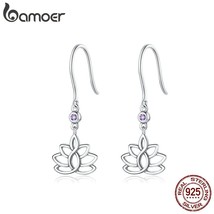 bamoer 925 Silver Jewelry Gift with Elegant Lotus CZ Stud Earrings for Women Gir - £16.05 GBP