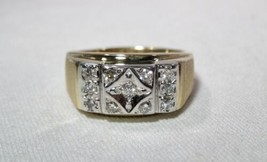Vintage 14K Yellow Gold Men&#39;s Diamond Ring .55 TCW Size 12 3/4 K1147 - £1,074.31 GBP