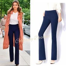 Womens Celeb Style High Waist Slimming-effect Flared Trousers in Navy AU... - $917.02 MXN