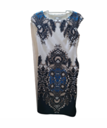 Maggy London Floral Sheath Dress Sz 4 – Sleeveless Black White Navy / Po... - $616.72 MXN