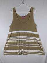 Vintage Sweet &amp; Sinful Striped Tank Top Shirt Gold White Sparkly Medium - $14.01