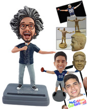 Personalized Bobblehead Crazy Comedian on a funny stand up show wearing a v-neck - £71.97 GBP