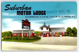 Postcard NJ New Jersey Newark Suburban Motor Lodge Illustration Unused - £3.98 GBP