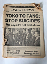December 12, 1980 NY Daily Newspaper about John Lennon ,Beatles,John Lennon - £18.75 GBP