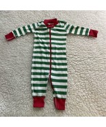 Hanna Andersson Christmas Striped Baby Pajamas Red White Green Zipper 3-... - £14.47 GBP