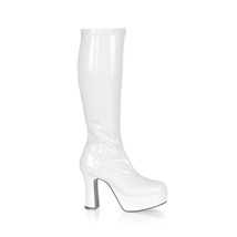Sexy 4&quot; Chunky Heel White Patent Platform Gogo Costume Knee High Boots E... - £59.10 GBP