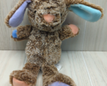 Inter American Brown Bunny Rabbit Plush Color Ears Feet orange green pur... - $14.84