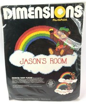 Dimensions Plasticpoint Kit Rainbow Teddy Plaque 13.5x9.75&quot; Vintage1984 ... - £30.03 GBP