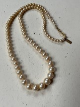 Vintage Marvella Marked Tapered Classic Faux Cream Pearl Bead Necklace – 18 inch - £6.04 GBP