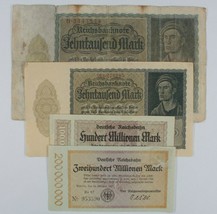 1922-1923 Germany 4-Notes Currency Set Weimar Republic &amp; German Railroad - £39.64 GBP